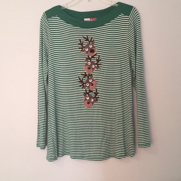 Women’s s striped reindeer shirt - Picture 1 of 2